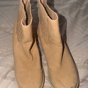 Free People Beige Suede Chelsea Ankle Boots